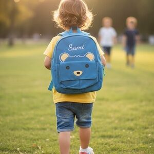 NEW Blue Bear Kids Backpack With the name “Sami” stitched